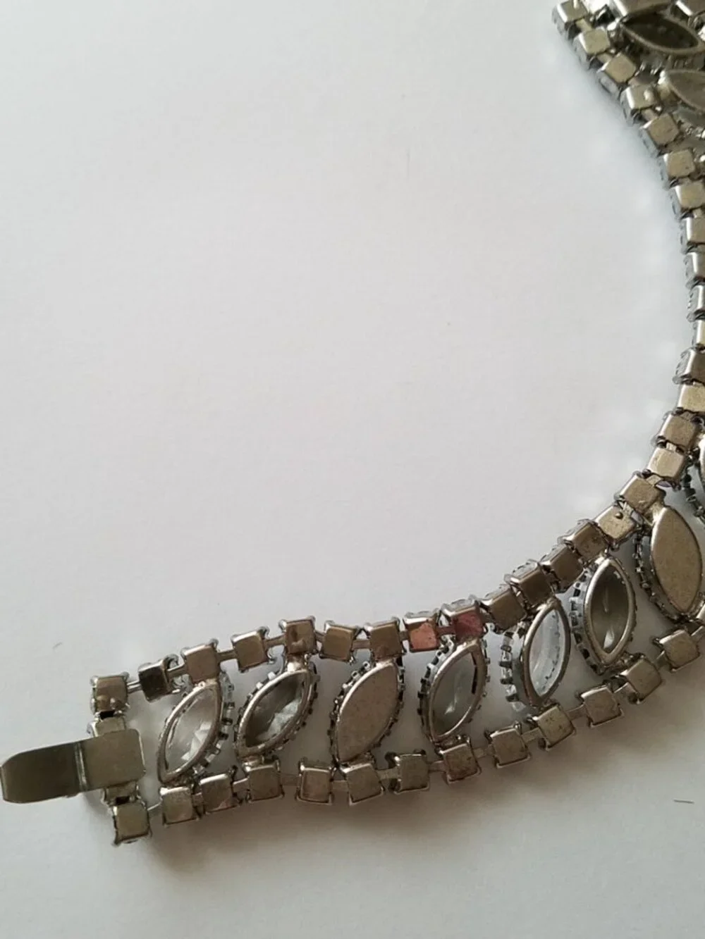 Vintage Light and Dark Gray Rhinestone and Navette Bracelet